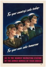 WORLD WAR II WOMEN'S MILITARY SERVICE RECRUITMENT POSTER PAIR.