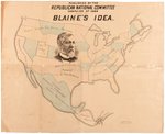 BLAINE RARE POSTER ILLUSTRATING REPUBLICAN POLICY IN THE AMERICAS.