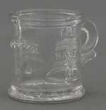 HAYES & WHEELER RARE LIBERTY BELL MINIATURE PRESSED GLASS MUG.