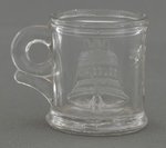 HAYES & WHEELER RARE LIBERTY BELL MINIATURE PRESSED GLASS MUG.