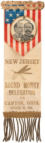 McKINLEY & HOBART "NEW JERSEY SOUND MONEY DELEGATION" JUGATE RIBBON BADGE.