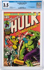 "INCREDIBLE HULK" #181 NOVEMBER 1974 CGC 3.5 VG- (FIRST WOLVERINE).