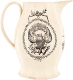 THOMAS JEFFERSON 1801 LIVERPOOL CREAMWARE PITCHER WITH OUTSTANDING PORTRAIT.