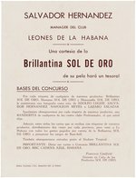 C. 1947-48 SOL DE ORO- SALVADOR HERNANDEZ HABANA PREMIUM.