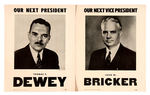 DEWEY/BRICKER MATCHING SMALL 1944 POSTERS PLUS LARGER FULL COLOR DEWEY.