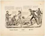 LINCOLN "YOUR PLAN AND MINE" 1864 CARTOON PRINT.