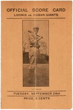 C. 1910 OFFICIAL BASEBALL SCORECARD (LIVONIA VS. CUBAN GIANTS).