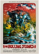 THE ROLLING STONES 1973 HONOLULU INTERNATIONAL CENTER ARTIST SIGNED CONCERT POSTER.