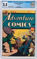 "ADVENTURE COMICS" #51 JUNE 1940 CGC 2.5 GOOD+.