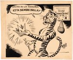 1952 DOMINICAN REPUBLIC TEAM MASCOT TIGER CHAMPIONSHIP ORIGINAL ART BY OCTAVIO.