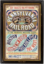 "PENNSYLVANIA RAILROAD TO THE PRINCIPAL WESTERN CITIES" FRAMED POSTER.