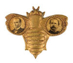 BEAUTIFUL BRASS SHELL McKINLEY HOBART JUGATE 1896 NON-MECHANICAL GOLDBUG PIN.