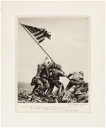 WORLD WAR II "RAISING THE FLAG ON IWO JIMA" JOE ROSENTHAL PHOTO SIGNED TO EARL WARREN.