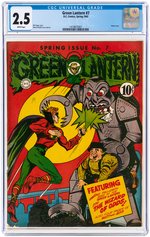 "GREEN LANTERN" #7 SPRING 1943 CGC 2.5 GOOD+.