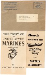 CAPTAIN MIDNIGHT WHIRLWIND & MARINE CORPS INSIGNIA HIGH GRADE RINGS W/PAPERS.