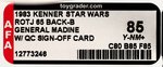 "STAR WARS: RETURN OF THE JEDI - GENERAL MADINE" 65 BACK-B QUALITY CONTROL SIGN-OFF AFA 85 Y-NM+.