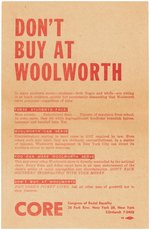 CIVIL RIGHTS "DON'T BUY AT WOOLWORTH" RARE CORE SIT-INS BOYCOTT FLYER.