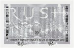 RUSH "THERE'S SOMETHING HERE AS STRONG AS LIFE" BAND-SIGNED LITHOGRAPH.