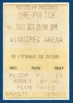 THE POLICE BAND-SIGNED "ZENYATTA MONDATTA" POSTER DISPLAY WITH CONCERT TICKET STUB.