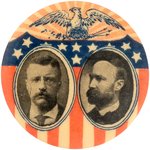 RARELY OFFERED ROOSEVELT & FAIRBANKS PATRIOTIC JUGATE BUTTON UNLISTED IN HAKE.