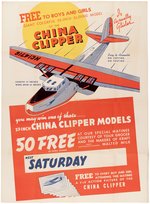 CHINA CLIPPER POSTER, ENVELOPE PAIR & CAN PAPER.