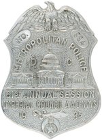 METRO D.C. POLICE 1935 SPECIAL ISSUE BADGE FOR NATIONAL SHRINER'S FRATERNAL CONVENTION.