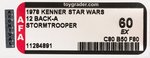 "STAR WARS - STORMTROOPER" 12 BACK-A AFA 60 EX.