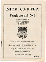 "NICK CARTER CLUB" MEMBERSHIP BADGE PAIR & FINGERPRINT SET BOOKLET.