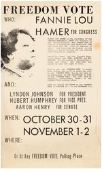 "FANNIE LOU HAMER FOR CONGRESS" 1964 MISSISSIPPI FREEDOM DEMOCRATIC PARTY FLYER.