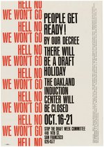 "HELL NO WE WON'T GO!" SNCC SDS ANTI-VIETNAM WAR POSTER.