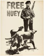 "FREE HUEY" GRAPHIC BLACK PANTHER POSTER BY DAVID MOSLEY.