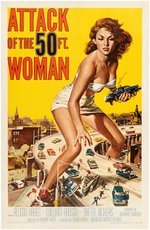 "ATTACK OF THE 50 FOOT WOMAN" LINEN-MOUNTED ONE SHEET MOVIE POSTER.