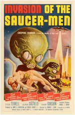 "INVASION OF THE SAUCER-MEN" LINEN-MOUNTED ONE SHEET MOVIE POSTER.