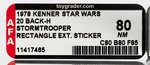 STAR WARS - STORMTROOPER" 20 BACK-H AFA 80 NM (RECTANGLE EXTENSION STICKER).