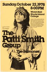 THE PATTI SMITH GROUP & RAMONES OCT. 22, 1978 RHODE ISLAND COLLEGE CONCERT POSTER.
