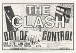 THE CLASH "OUT OF CONTROL" 1984 FRESNO, CA CONCERT POSTER.