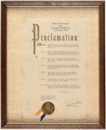 "JAMES BROWN DAY" FRAMED PROCLAMATION.