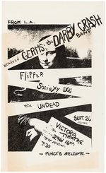 THE GERMS DARBY CRASH BAND TRIO OF PUNK CONCERT FLYERS & POSTER.