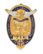 "INTERNATIONAL RAILWAY CONGRESS LONDON 1925" BEAUTIFUL ENAMEL ON BRASS LARGE LAPEL STUD.