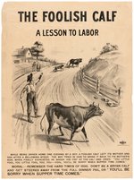 McKINLEY: "THE FOOLISH CALF A LESSON TO LABOR" ANTI BRYAN 1900 CAMPAIGN POSTER.