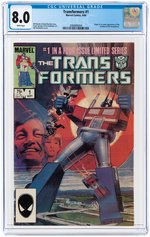 "TRANSFORMERS" #1 SEPTEMBER 1984 CGC 8.0 VF.