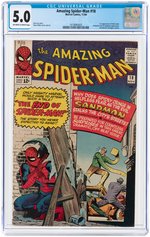 "AMAZING SPIDER-MAN" #18 NOVEMBER 1964 CGC 5.0 VG/FINE (FIRST NED LEEDS).