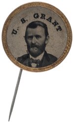 "U. S. GRANT" FERROTYPE STICK PIN BADGE DeWITT 1868-94.