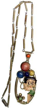 BETTY BOOP W/BALLOONS NECKLACE FROM CZECHOSLOVAKIA.