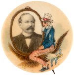 RARE UNCLE SAM ADMIRING PARKER 1904 BUTTON HAKE #64.