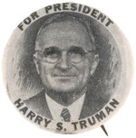 "FOR PRESIDENT HARRY S. TRUMAN" SKETCH PORTRAIT BUTTON HAKE #2021.