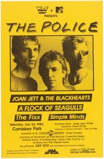 THE POLICE, JOAN JETT & THE BLACKHEARTS & A FLOCK OF SEAGULLS 1983 CHICAGO, ILLINOIS CONCERT POSTER.