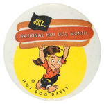 “HOT DOG DAVEY” AL CAPP CHARACTER ADVERTISING BUTTON.