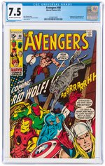 "AVENGERS" #80 SEPTEMBER 1970 CGC 7.5 VF- (FIRST RED WOLF).