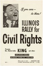 MARTIN LUTHER KING "SOLDIER FIELD" CHICAGO CIVIL RIGHTS RALLY FLYER & BUTTON.